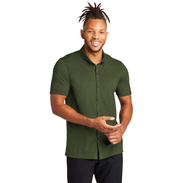 Stretch Pique Full Button Polo Thumbnail
