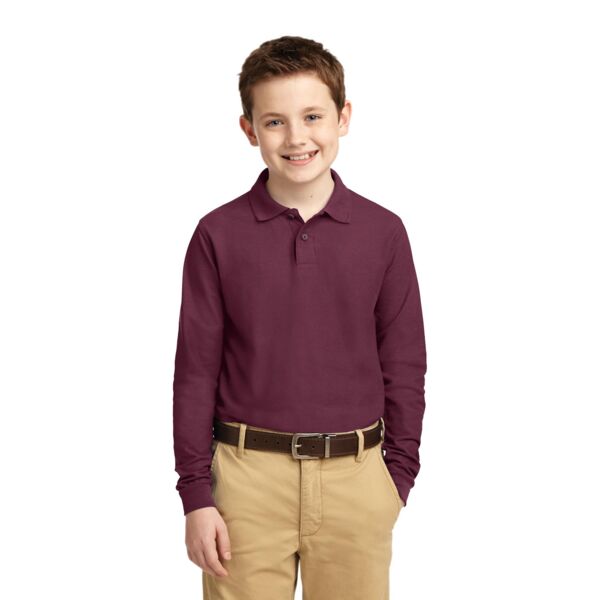 Youth Long Sleeve Silk Touch Polo Thumbnail