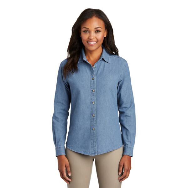 Ladies Long Sleeve Value Denim Shirt Thumbnail