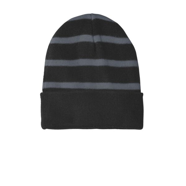 Striped Beanie with Solid Band Thumbnail